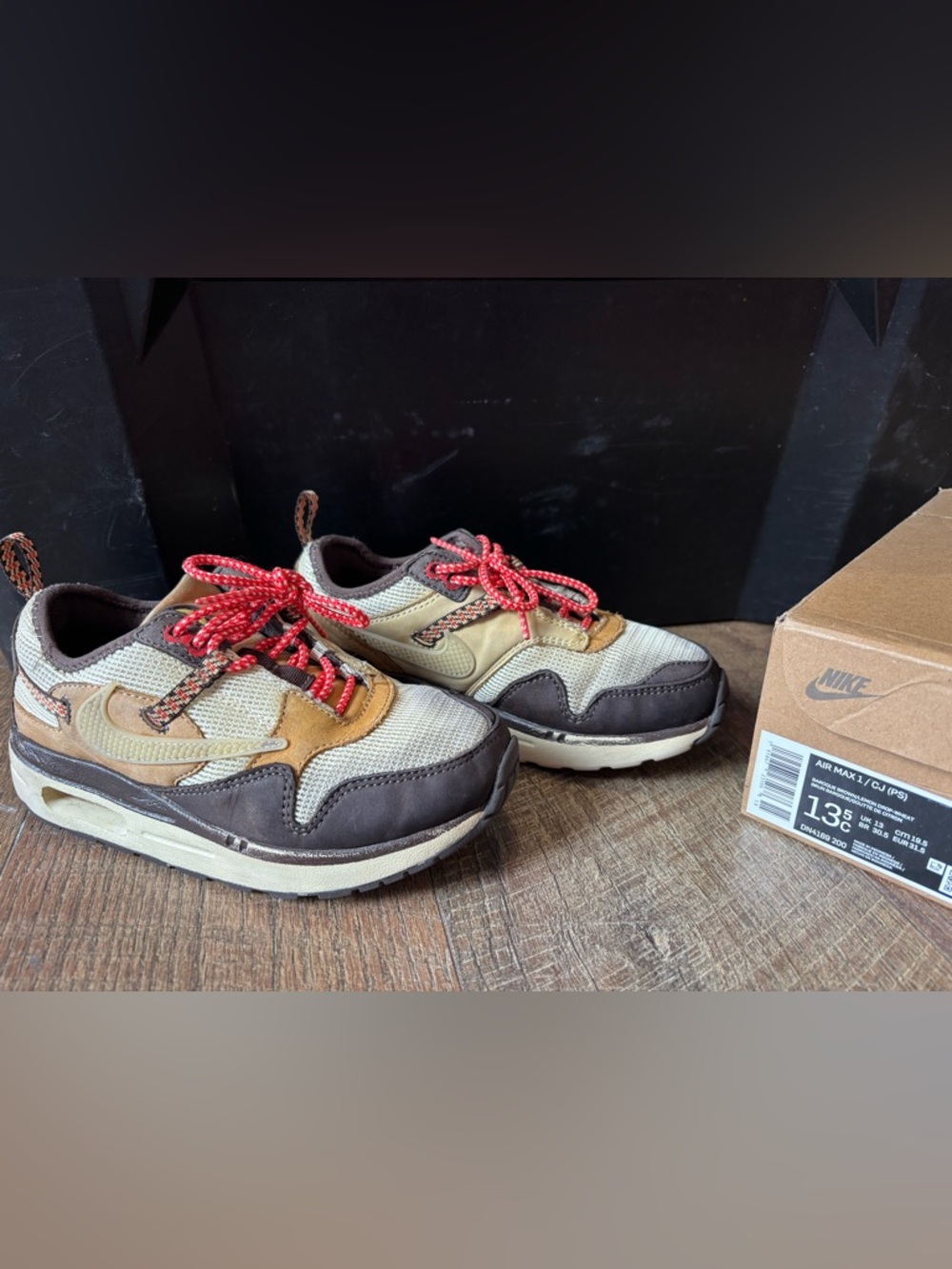 Little Kids Nike Air Max 1 Travis Scott Cactus Jack Brown Tan Sneakers 🤎